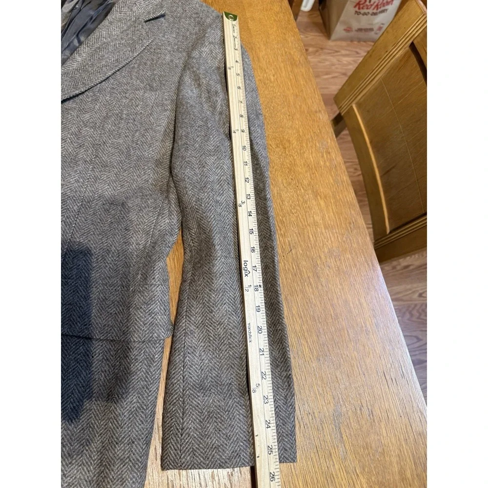 Haggar Imperial Blazer 42L Brown Herringbone‎ Wool Tweed Sport Coat USA Made